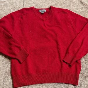100% Cashmere Daniel Cremieux Classic Red V-Neck Sweater